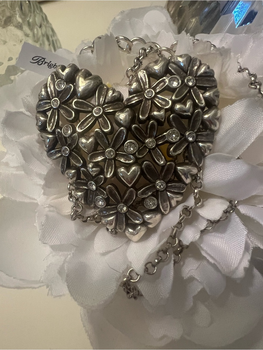 NWT BRIGHTON WILDFLOWERS SILVER CRYSTAL NECKLACE - Picture 2 of 6